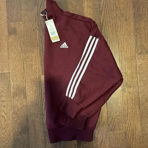 NWT Womens Oversized Adidas Maroon Postgame Mock Neck Sweatshirt Size Small